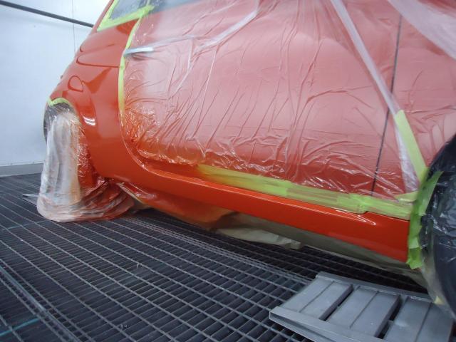 左サイド修理　フィアット５００　３ＢＡ－３１２１２　Ｒ４年式　ご新規様　初来店　大阪市　車検　修理　鈑金　塗装　事故修理　パーツ持込取付　西成区　阿倍野区　住吉区　住之江区