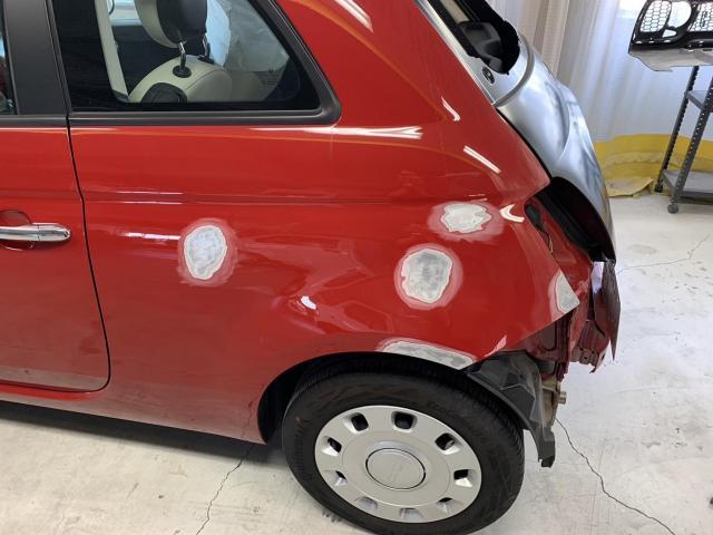 左リヤ廻り修理　フィアット５００　３ＢＡ－３１２１２　Ｒ３年式　ご新規様　初来店　大阪市　車検　修理　鈑金　塗装　事故修理　パーツ持込取付　西成区　阿倍野区　住吉区　住之江区　