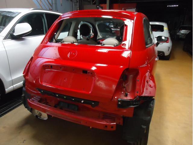 左リヤ廻り修理　フィアット５００　３ＢＡ－３１２１２　Ｒ３年式　ご新規様　初来店　大阪市　車検　修理　鈑金　塗装　事故修理　パーツ持込取付　西成区　阿倍野区　住吉区　住之江区　