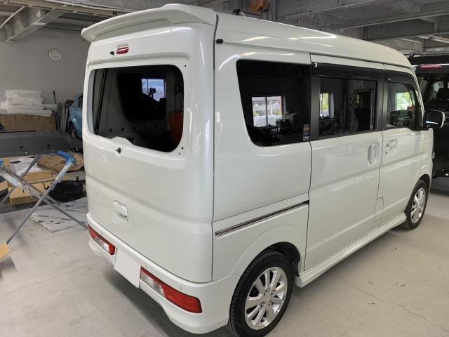 リヤ廻り修理　エブリィワゴン　ＡＢＡ－ＤＡ１７Ｗ　Ｒ１年式　ご新規様　初来店　大阪市　車検　修理　鈑金　塗装　事故修理　パーツ持込取付　西成区　阿倍野区　住吉区　住之江区　
