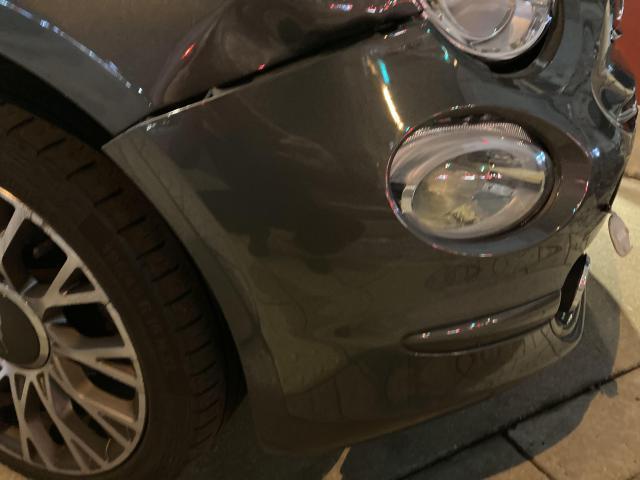 右フロント廻り修理　フィアット５００　ご新規様　初来店　大阪市　車検　修理　鈑金　塗装　事故修理　パーツ持込取付　西成区　阿倍野区　住吉区　住之江区　