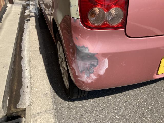 左リヤ廻り修理　アルトラパン　ＤＢＡ－ＨＥ２２Ｓ　Ｈ２１年式　ご新規様　初来店　大阪市　車検　修理　鈑金　塗装　事故修理　パーツ持込取付　西成区　阿倍野区　住吉区　住之江区　