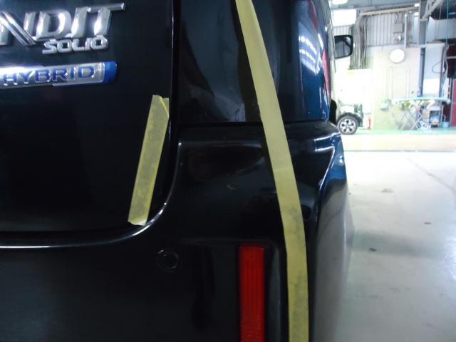 リヤ廻り修理　ソリオバンディット　ＤＡＡ－ＭＡ３６Ｓ　ご新規様　初来店　大阪市　車検　修理　鈑金　塗装　事故修理　パーツ持込取付　西成区　阿倍野区　住吉区　住之江区　