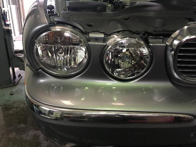 ジャガー　ヘッドライト　ライト磨き　車検
